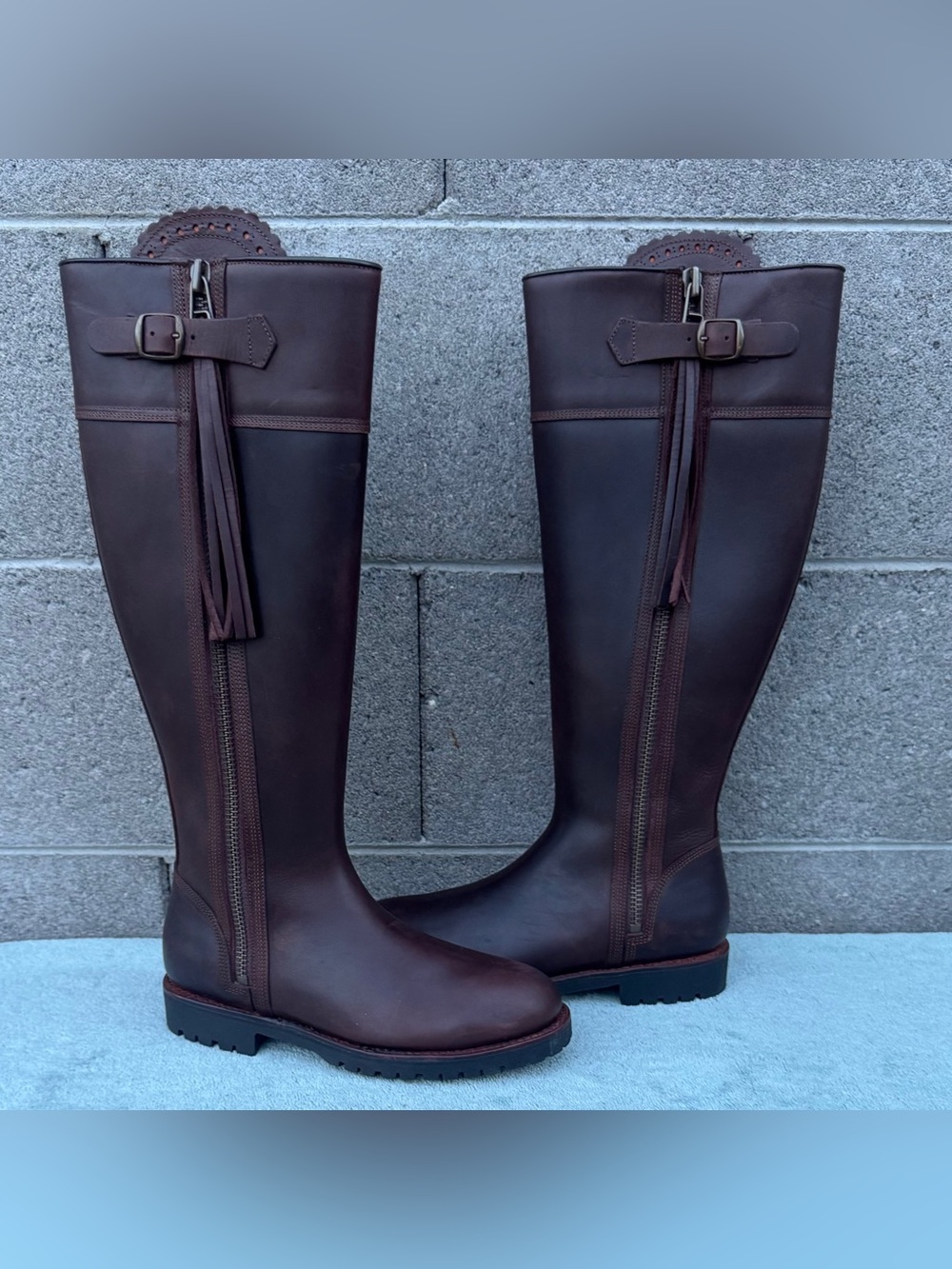 PENELOPE CHILVERS TASSEL KNEE HIGH BOOTS CONKER BROWN SIZE US 7.5/EU 38.5